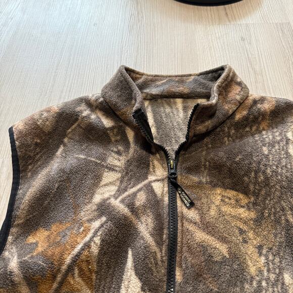 Men's Guide Series Brown Camo Camouflage Fleece Zip Up Hunting Vest Sz Large L - Picture 3 of 6